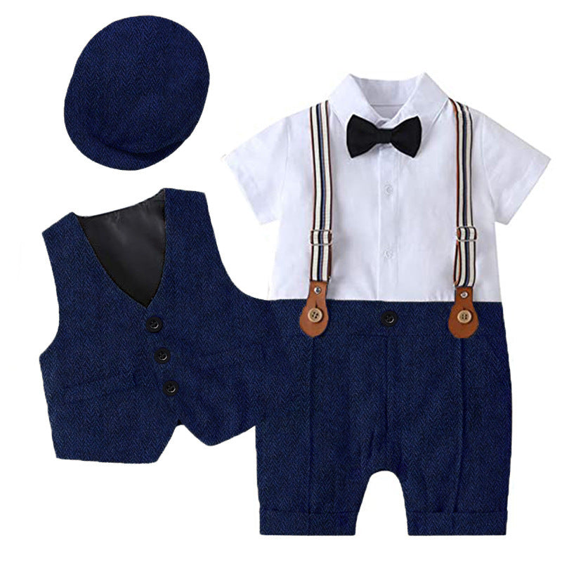 Boy Baby Gentleman One-Year-Old Wash Clothing Summer New Boy One-Piece Romper Children's Suit