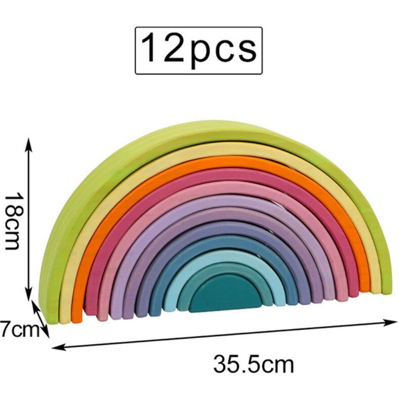 Baby Toys Pine Type Large Rainbow Stacker Wooden Toys For Kids Creative Rainbow Building Blocks Montessori Educational Toy Children