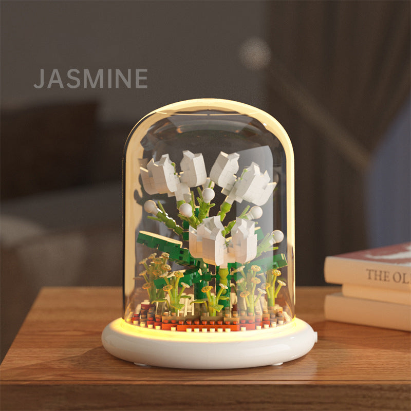 Building block flower simulation sunflower jasmine compatible with a certain high building block model toy
