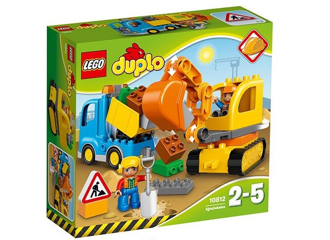 10812 Duplo Town Toy Truck and Tracked Excavator, Large Building Bricks, Preschool Construction Set for Kids