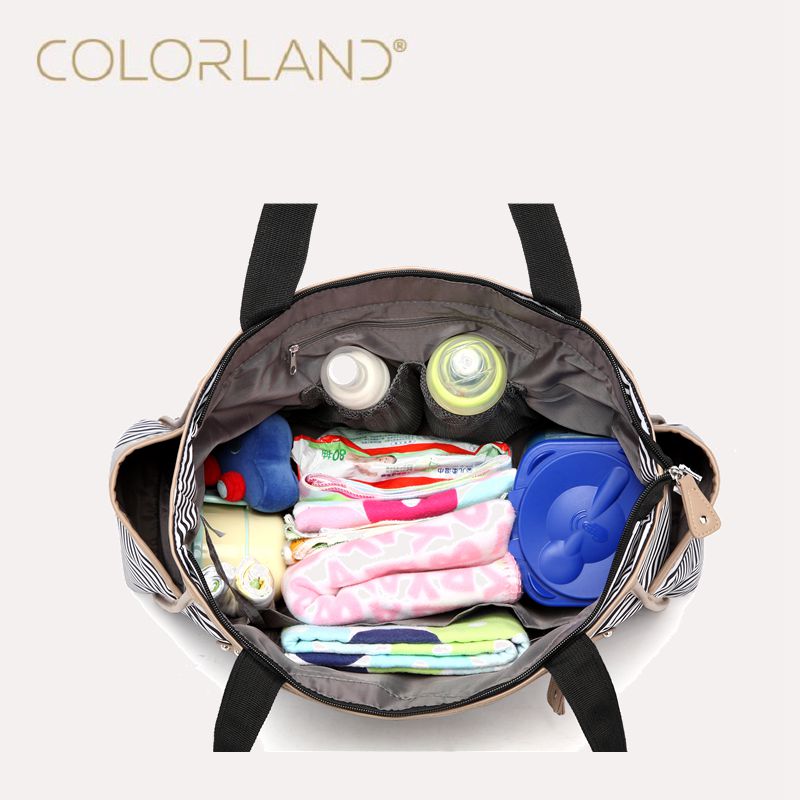 Colorland Black White Stripes Baby Diaper Bag Organizer Fashion Mummy Maternity Bag Travel Messenger Changing Nappy Bags Handbag