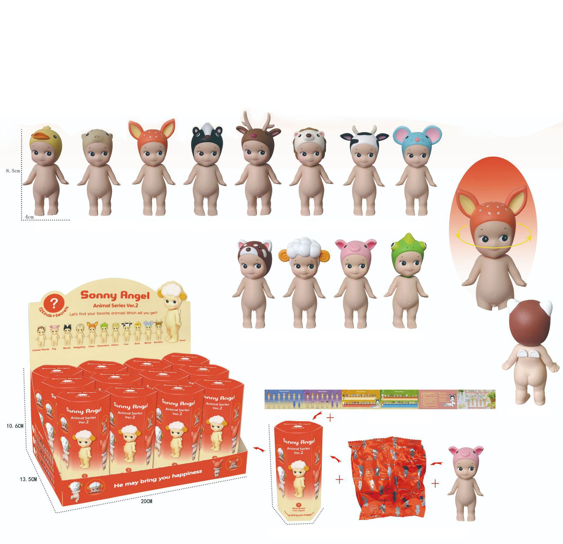 Party Angel Cheek Blind Box Car Ornament Mobile phone Decoration Handmade Anime Doll Finished End Box