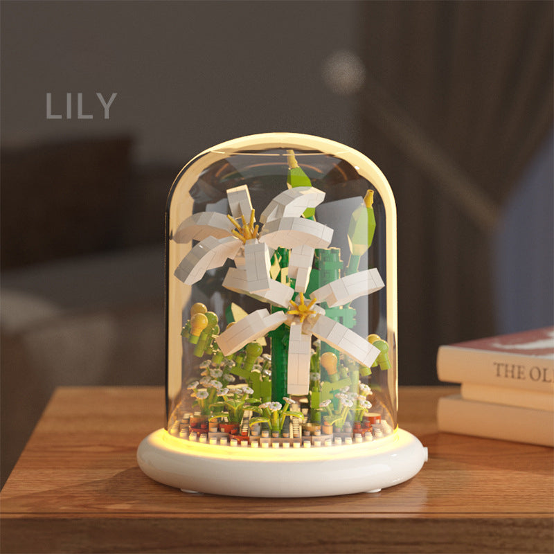 Building block flower simulation sunflower jasmine compatible with a certain high building block model toy