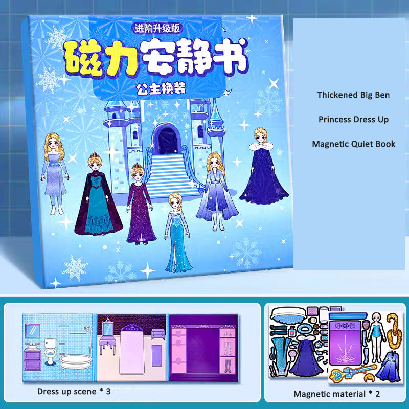 Elsa Princess Magnetic Quiet Book New Girl Mermaid Elsa Dress Up Magnetic Strong Magnetic Stickers Manual DIY