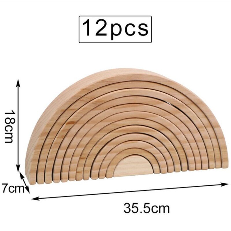 Baby Toys Pine Type Large Rainbow Stacker Wooden Toys For Kids Creative Rainbow Building Blocks Montessori Educational Toy Children