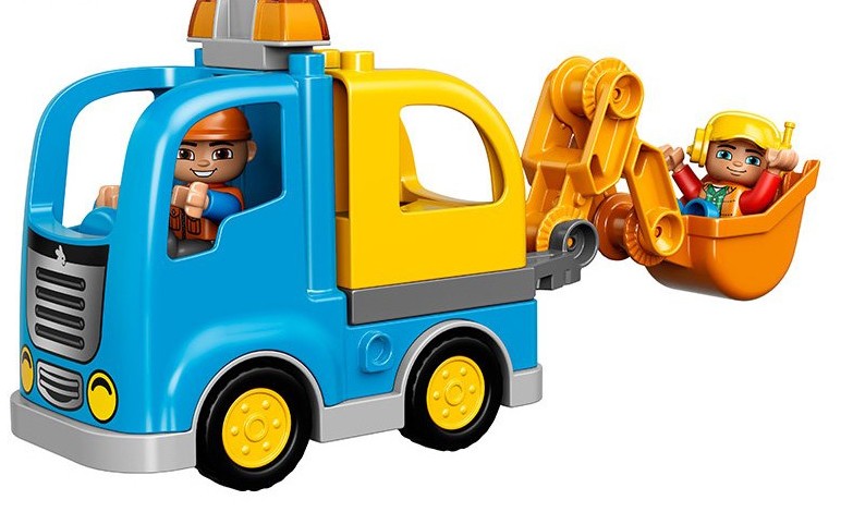 10812 Duplo Town Toy Truck and Tracked Excavator, Large Building Bricks, Preschool Construction Set for Kids
