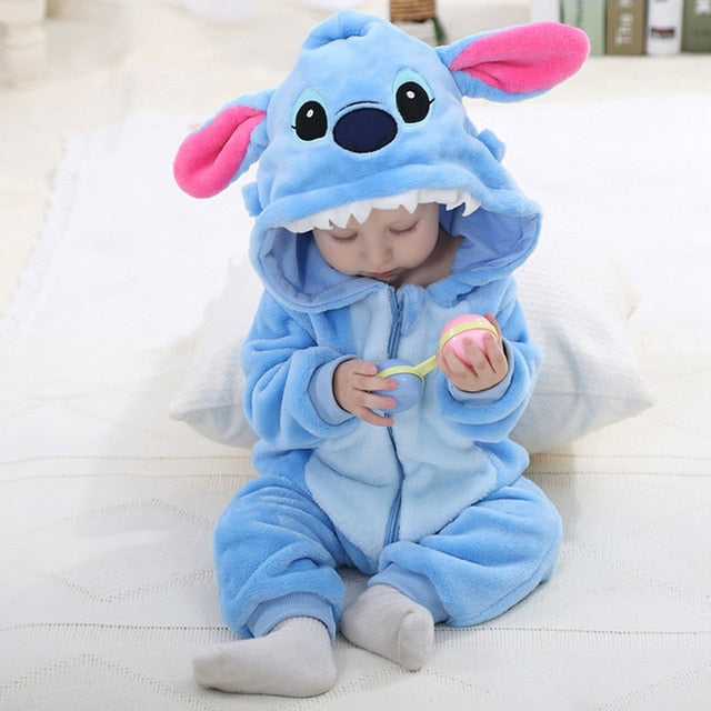 Cute Cartoon Flannel Baby Rompers Novelty Rabbit Cotton Baby Boys Girls Animal Rompers Stitch Baby's Sets kigurumi New born