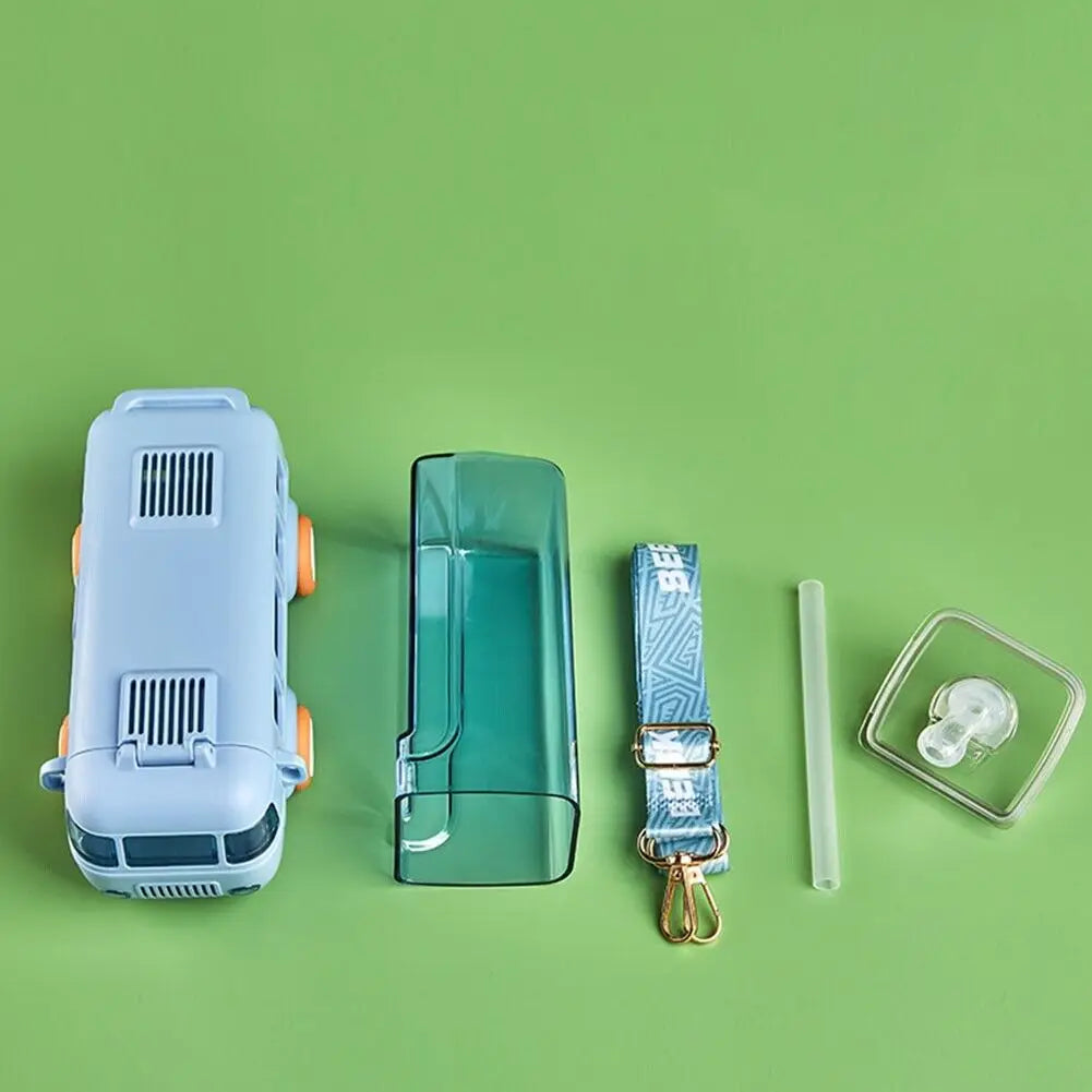 500ml Bus Car Children's Straw Water Cup Tritan Cute Plastic Cup Portable Outdoor Bouncing Lid Cup