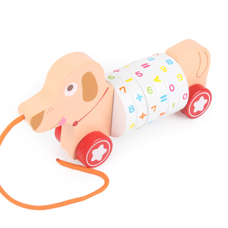 Wooden children's animals small dogs crocodiles yellow ducks digital tractors pull wires baby walkers toys