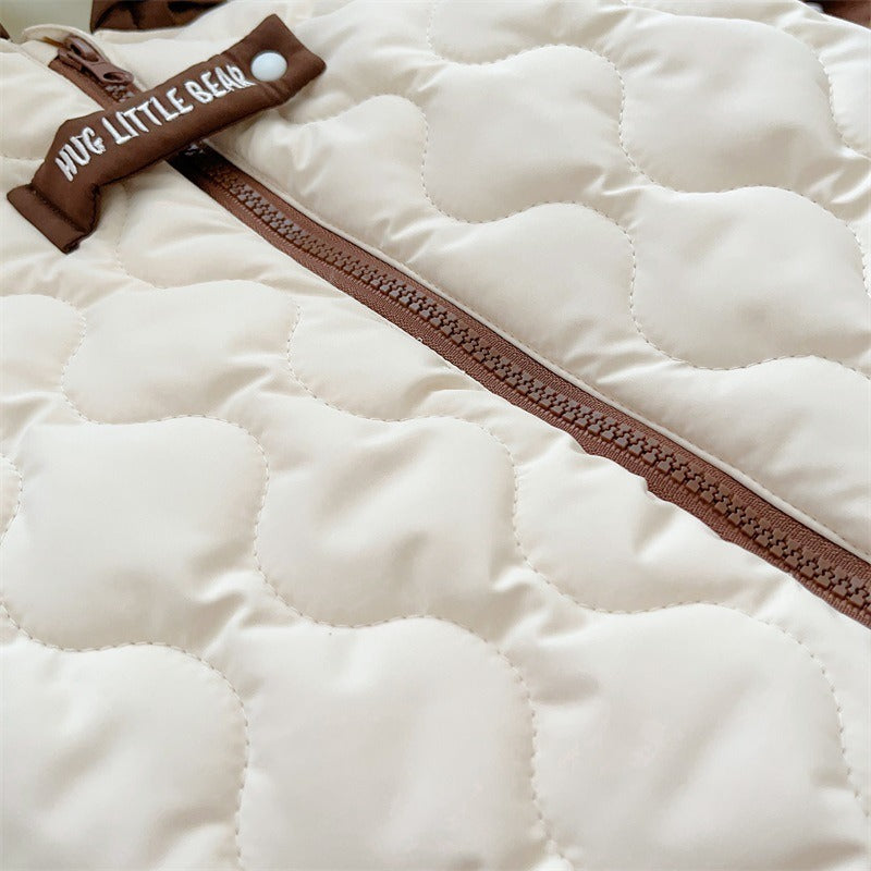 Baby's Winter Clothes Cotton Padded Clothes With Velvet Thickened One-Piece Clothes For Boys Cute Crawling Clothes For Going Out In Winter