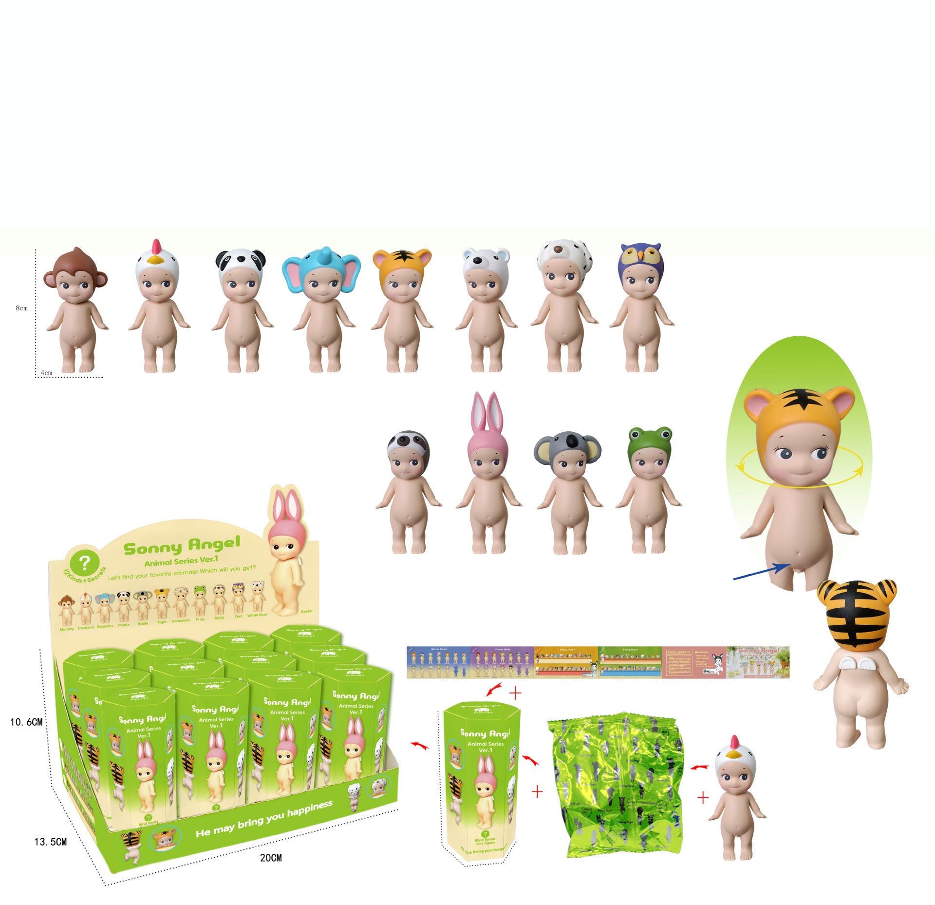 Party Angel Cheek Blind Box Car Ornament Mobile phone Decoration Handmade Anime Doll Finished End Box