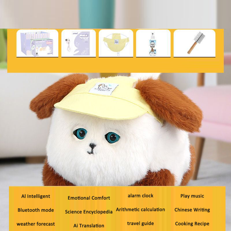 Smart AI Labrador Plush Toy for Girls, Interactive Talking Companion, Emotional Support Stuffed Animal for Sleep and Comfort.