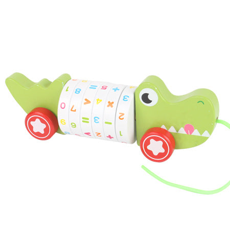 Wooden children's animals small dogs crocodiles yellow ducks digital tractors pull wires baby walkers toys