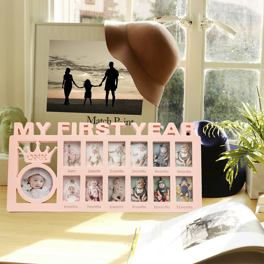 Newborn baby's 12 month growth record creative Korean style combination photo frame