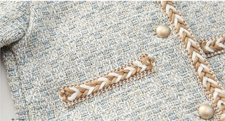 Girls teens party dress chic Dress Suits 2pic Elegant Autumn Winter Fragrance Vest Dress + Jacket dress suit set