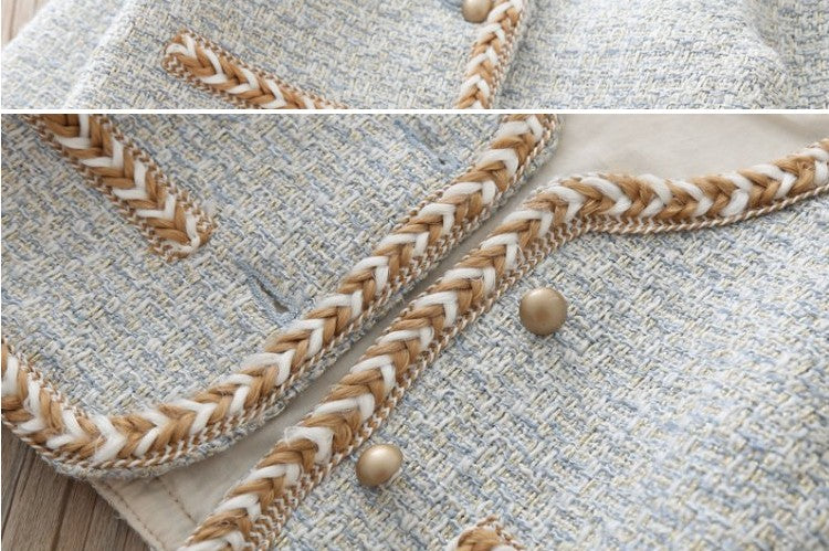 Girls teens party dress chic Dress Suits 2pic Elegant Autumn Winter Fragrance Vest Dress + Jacket dress suit set